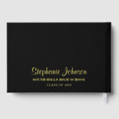 Personalisiert Graduiertenparty Black & Gold Gästebuch (Rückseite)