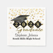 Personalisiert Graduiertenparty Black & Gold Serviette (Vorderseite)