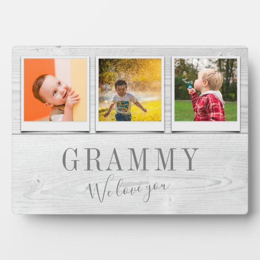 Personalisiert Grammy Grandchildren 3 FotoCollage Fotoplatte (Vorderseite)