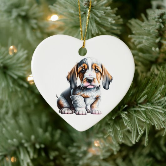 Personalisiert Grand Basset Griffon Vendéen Puppy Keramik Ornament (Baum)