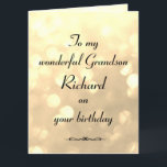 Personalisiert Grandson Birthday Karte<br><div class="desc">Stilvolle personalisierte Geburtstagskarte für Grandson.</div>