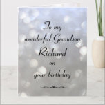 Personalisiert Grandson Birthday Karte<br><div class="desc">Stilvolle personalisierte Geburtstagskarte für Grandson</div>