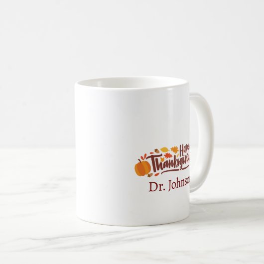 Personalisiert Grateful Doctor Erntedank Kaffeetasse (VorderseiteRechts)