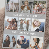 Personalisiert Grau 9 FotoCollage Fleecedecke