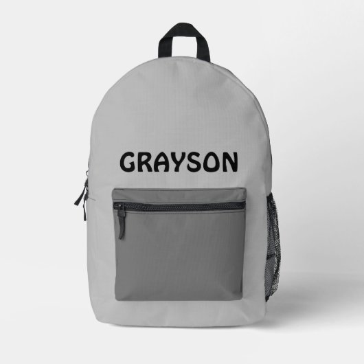 Personalisiert Grau Bedruckter Rucksack (Vorderseite)