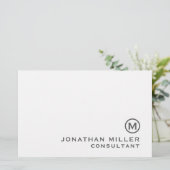 Personalisiert-Grau-Classic-Monogramm Briefpapier (Stehend Vorderseite)