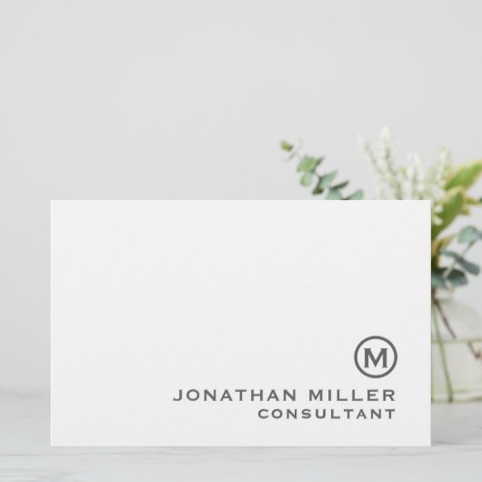 Personalisiert-Grau-Classic-Monogramm Briefpapier (Stehend Vorderseite)