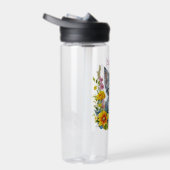 Personalisiert Grau Kitten und Blume Wasserfarbe Trinkflasche (Rechts)