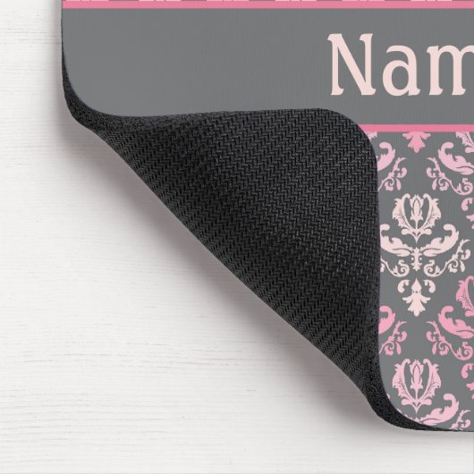 Personalisiert Grau Lilie Damask Muster Mousepad (Ecke)