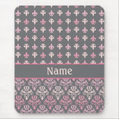 Personalisiert Grau Lilie Damask Muster Mousepad (Vorne)