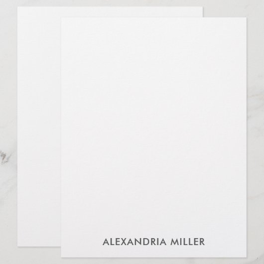 Personalisiert-Grau-Minimalistisch-Monogramm-Stati Briefbogen (Vorne/Hinten)