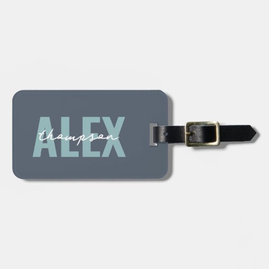 Personalisiert-Grau-Monogramm Gepäckanhänger (Vorderseite horizontal)