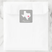 Personalisiert Grau & Pink Texas Zuhause-Staat Quadratischer Aufkleber (Tasche)