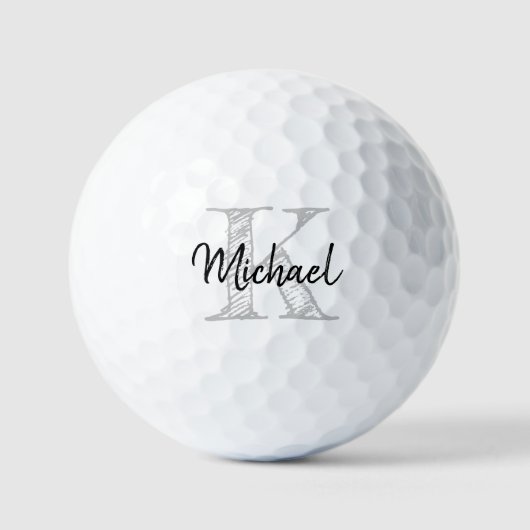 Personalisiert grau, schwarz anpassbar Mit Monogra Golfball (Vorderseite)