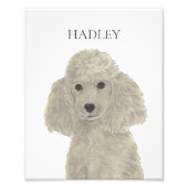 Personalisiert Grau Silver Poodle Art Fotodruck (Vorne)