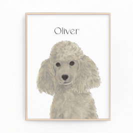 Personalisiert Grau Silver Poodle Art Fotodruck