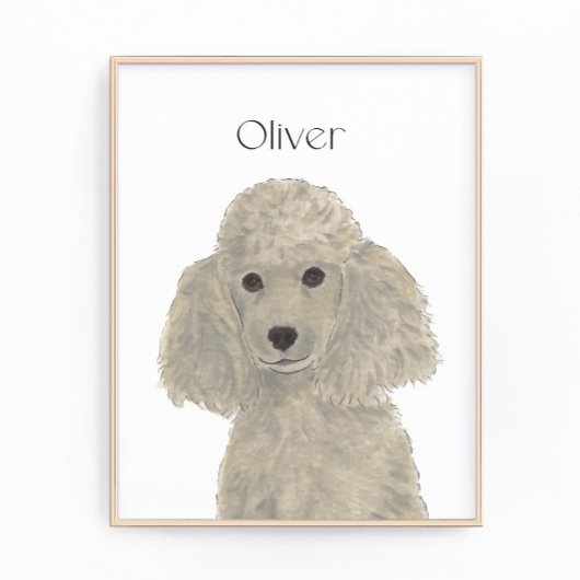 Personalisiert Grau Silver Poodle Art Fotodruck