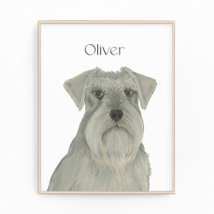 Personalisiert Grau Silver Schnauzer Art Fotodruck