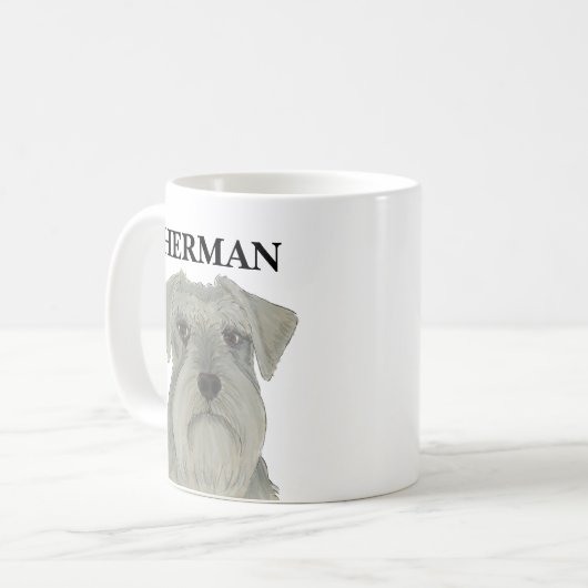 Personalisiert Grau Silver Schnauzer Kaffeetasse (Vorderseite Links)