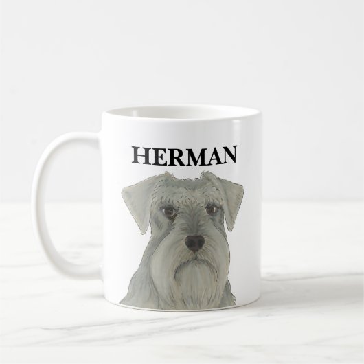 Personalisiert Grau Silver Schnauzer Kaffeetasse (Links)