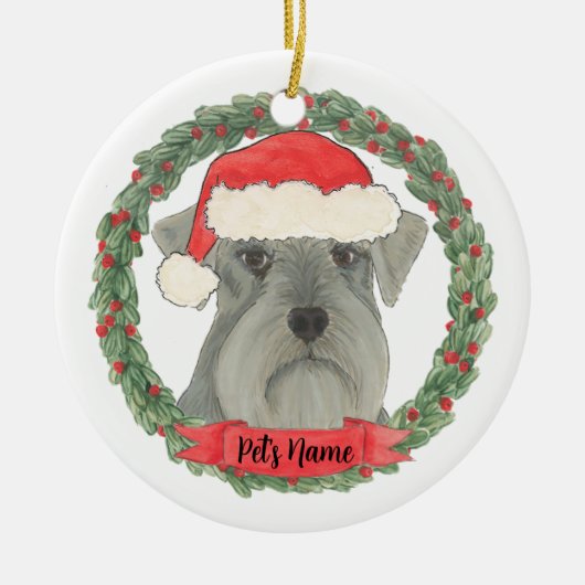 Personalisiert Grau Silver Schnauzer Keramik Ornament (Vorne)
