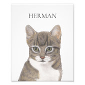 Personalisiert Grau Tabby Cat Art Fotodruck (Vorne)