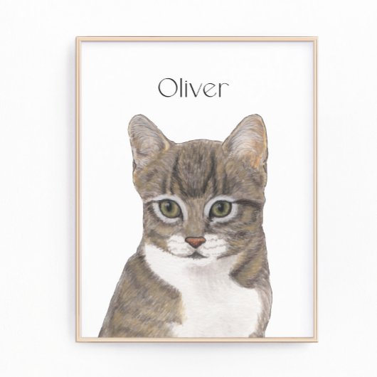 Personalisiert Grau Tabby Cat Art Fotodruck