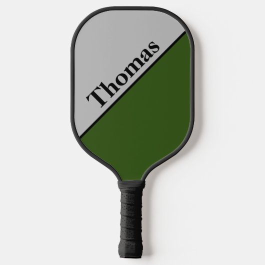 Personalisiert Grau- und Waldgrün Pickleball Schläger (Rückseite)
