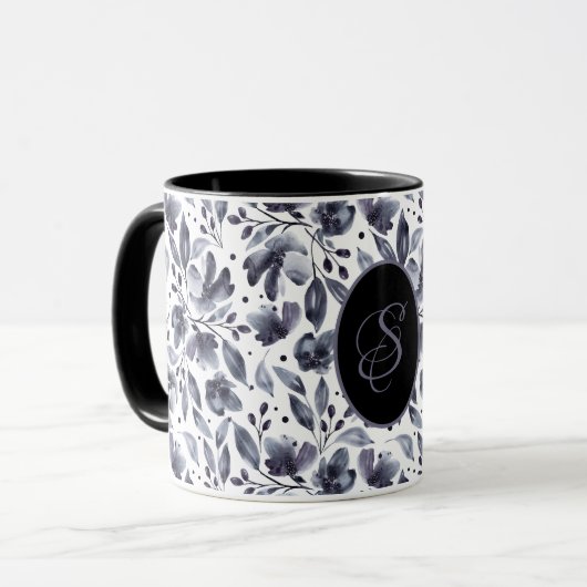 Personalisiert Grau & Violet Moderne Wasserfarben Tasse (Vorderseite Links)