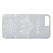 Personalisiert-Grau-Weiß-Mandala Case-Mate iPhone Hülle (Rückseite (Horizontal))