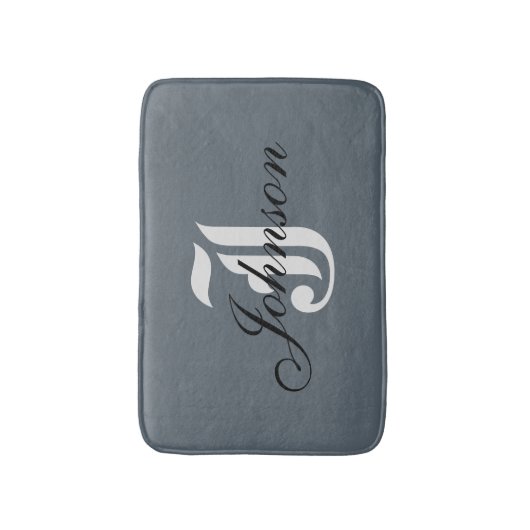 Personalisiert-Grau-Weiß-Monogramm Badematte (Vorderseite Vertikal)