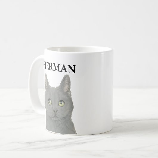 Personalisiert-graue Chartreuse-Katze Kaffeetasse (Vorderseite Links)