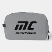 Personalisiert-graue Minimalistische Monogramm Nam Waschbeutel (Vorderseite)