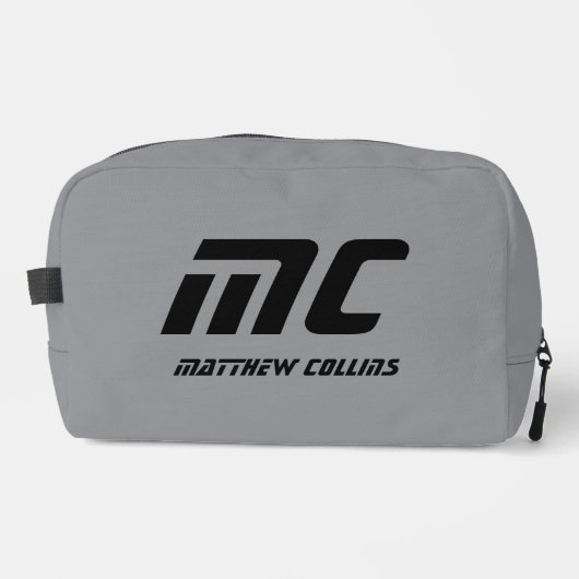 Personalisiert-graue Minimalistische Monogramm Nam Waschbeutel (Vorderseite)