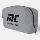 Personalisiert-graue Minimalistische Monogramm Nam Waschbeutel (Rechte Ecke)