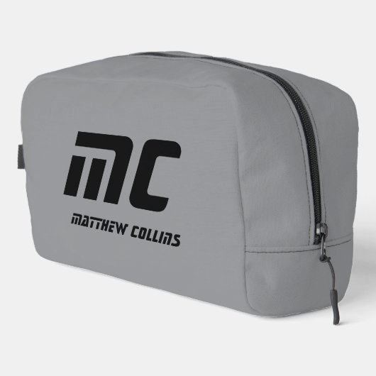 Personalisiert-graue Minimalistische Monogramm Nam Waschbeutel (Rechte Ecke)