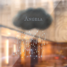 Personalisiert Graue Regenwolke Niedlich Fensteraufkleber