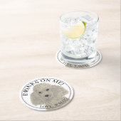 Personalisiert-Graue-Silber-Poodle-Hochzeit Runder Pappuntersetzer (Vor Ort)