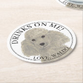 Personalisiert-Graue-Silber-Poodle-Hochzeit Runder Pappuntersetzer (Angewinkelt)
