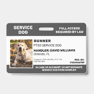 Personalisiert Graues White Service Dog Foto ID Ab Ausweis