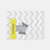 Personalisiert-graugelber Zickzack Elefant Fleecedecke (Vorderseite (Horizontal))