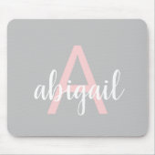 Personalisiert Graurosa Monogramm Moderner Name Mousepad (Vorne)