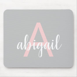 Personalisiert Graurosa Monogramm Moderner Name Mousepad