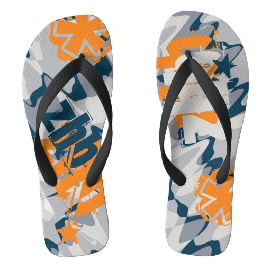Personalisiert-Grauschock-Wave-Camouflage Badesandalen (Fußbett)