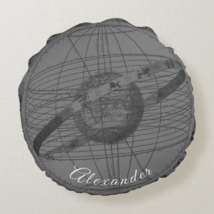 Personalisiert Gray Celestial Map Nautical Rundes Kissen