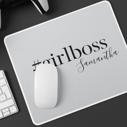 Personalisiert Gray #GirlBoss Name Mousepad