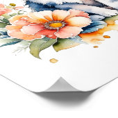 Personalisiert Gray Kitten in rosa Blume Poster (Ecke)