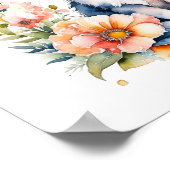 Personalisiert Gray Kitten in rosa Blume Poster (Ecke)