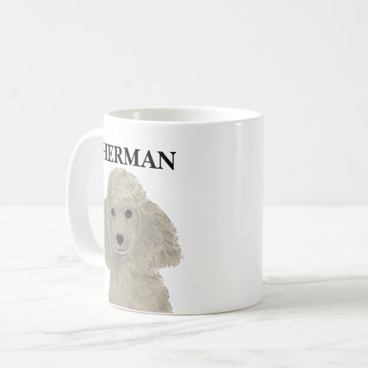 Personalisiert Gray Silver Poodle Kaffeetasse (Vorderseite Links)