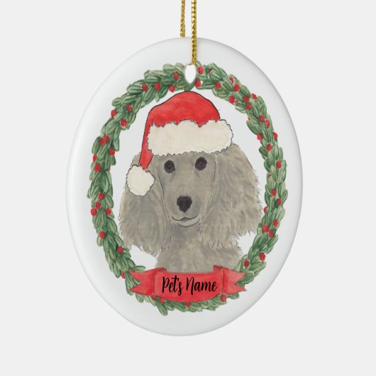 Personalisiert Gray Silver Poodle Keramik Ornament (Rechts)
